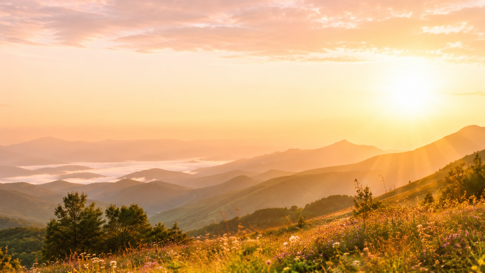 Sunrise and warm morning light